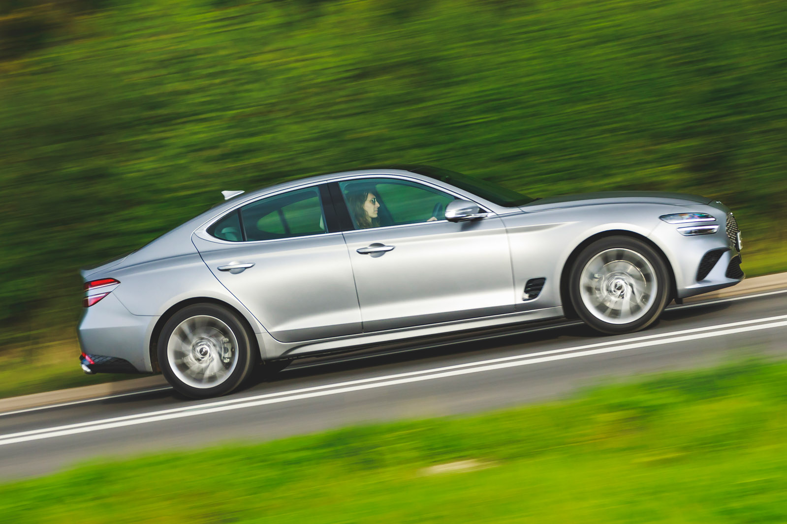 2 Genesis G70 2021 road test review side pan