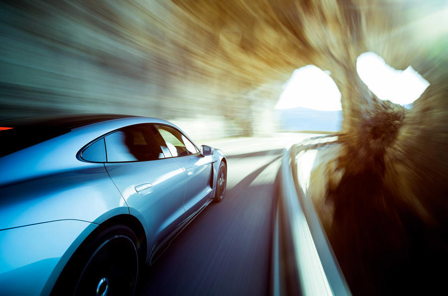 24 Porsche taycan turbo s tracking side