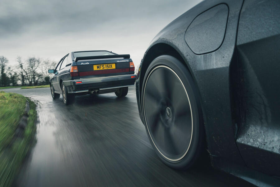 98 Audi quattro meets e tron gt chasing low