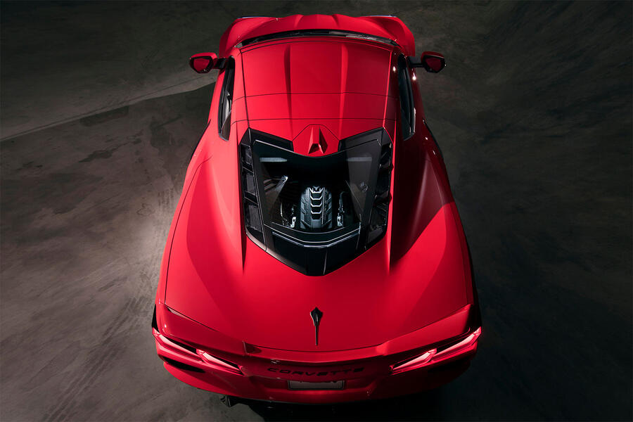 Corvette c8 official debut aerial