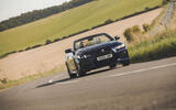 BMW M440i Cabriolet in blue   cornering front