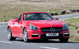 Mercedes SLK55 AMG front three quarter tracking