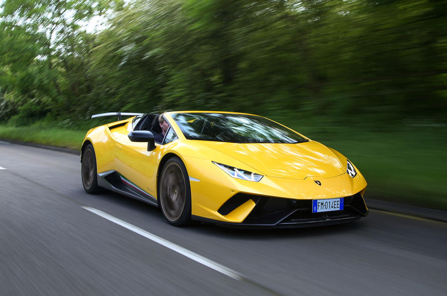 Lamborghini Huracan Performante Spyder 2018 UK review hero front