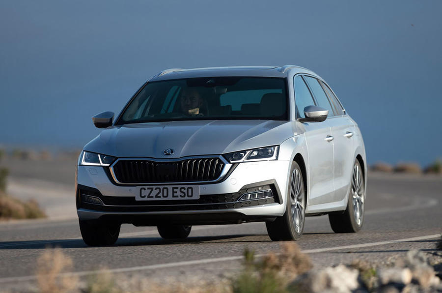 Skoda Octavia estate 2020 UK first drive review - cornering front