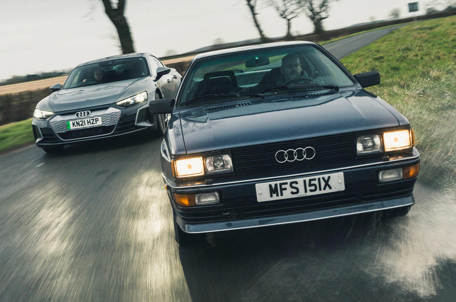 99 Audi quattro meets e tron gt lead