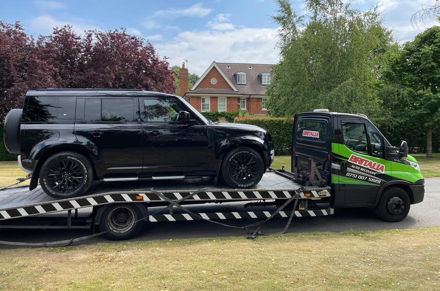 land rover defender broken down side