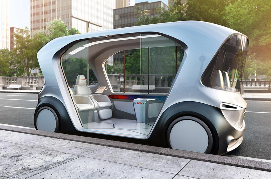 Bosch autonomous shuttle concept 2018 - stationary side