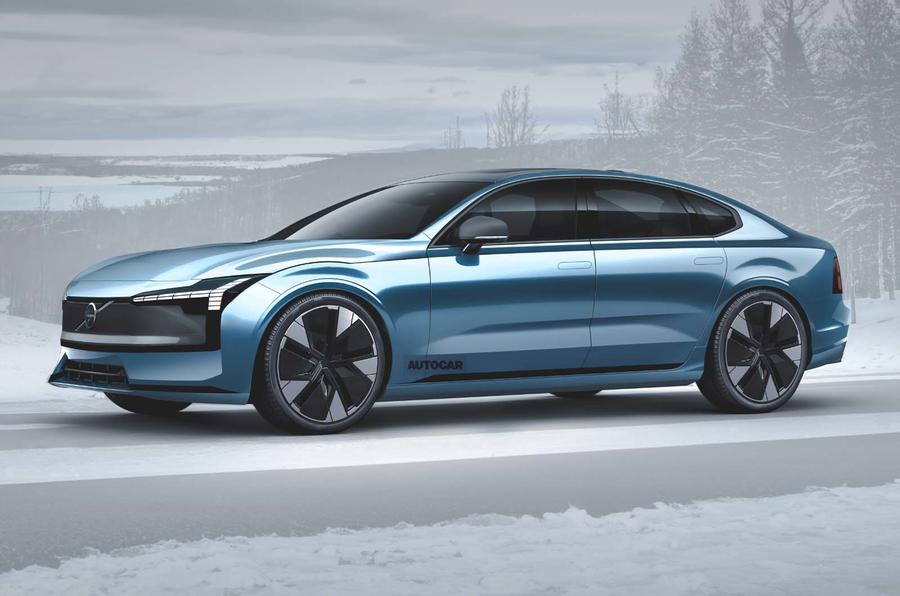 Electric Volvo S90 render front three quarter