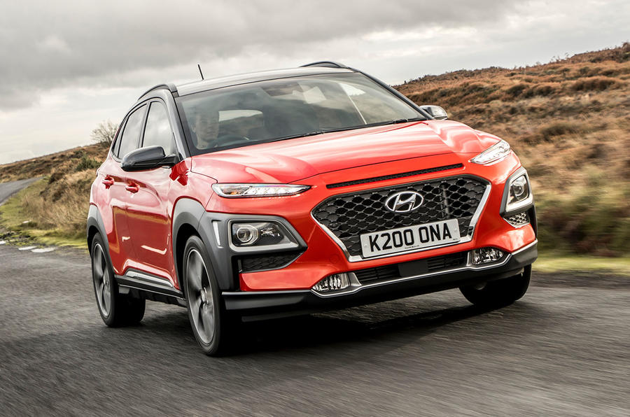 Hyundai Kona front three-quarters