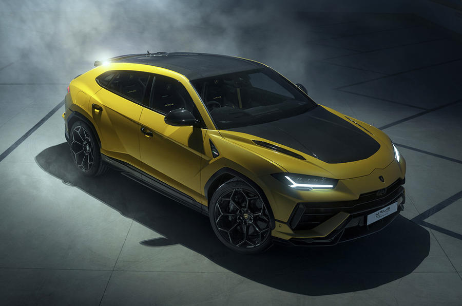 lamborghini urus performante yellow static high view