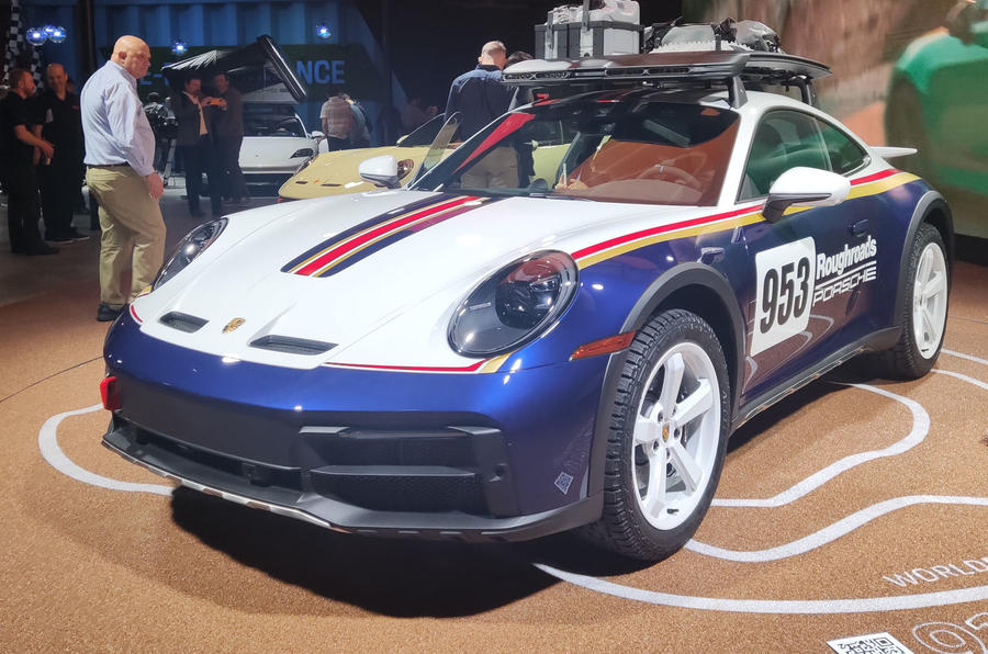 Porsche 911 dakar on show at los angeles front three quarters