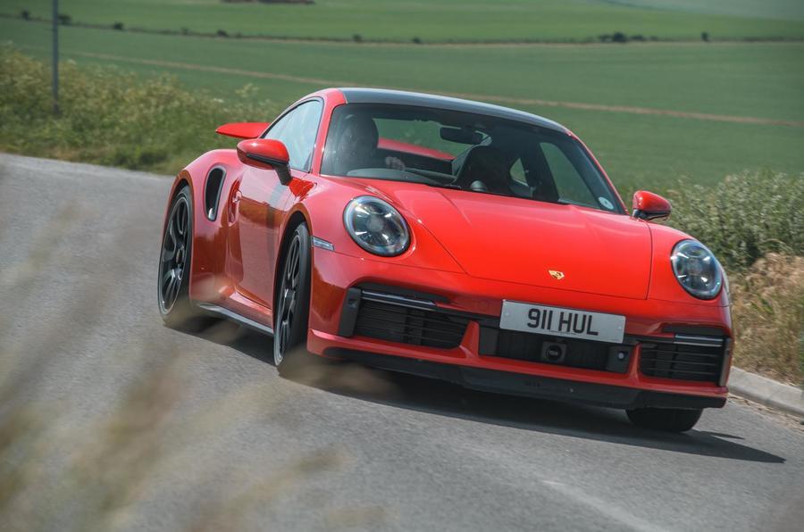 porsche 911 turbo s 2020 cornering front