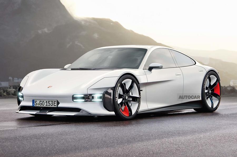 porsche taycan render 2024 front three quarter