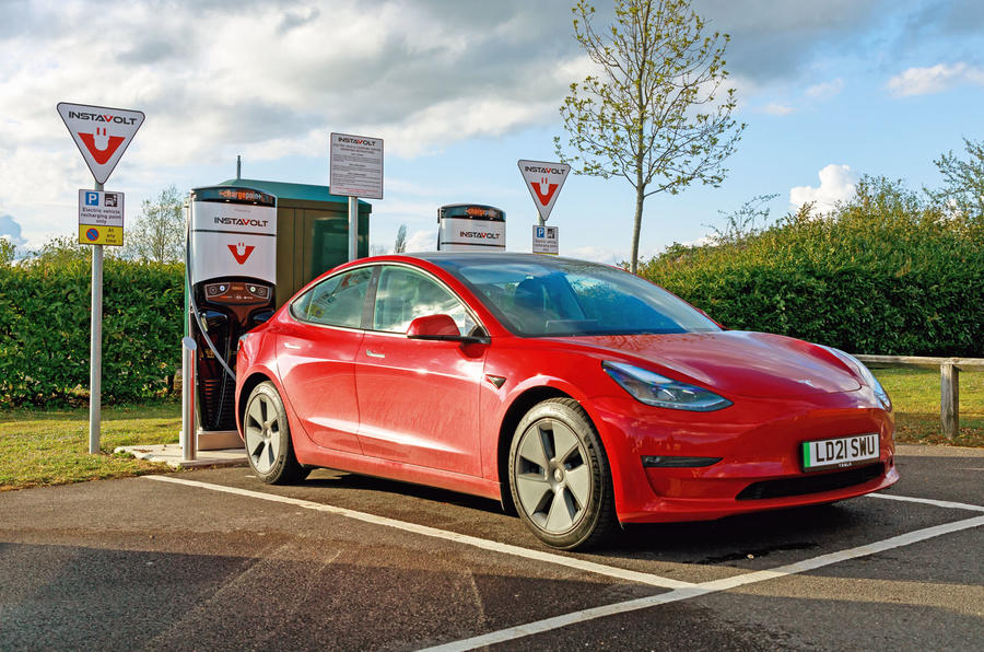 Tesla Model 3 parked at Instavolt charger