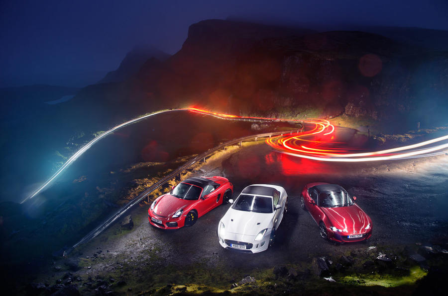 Porsche Boxster Spyder, Jaguar F-type and Mazda MX-5