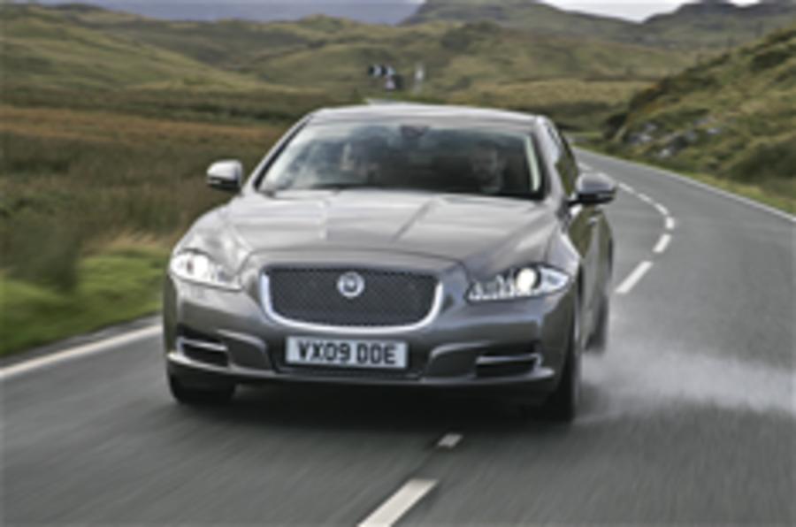 On road in the Jaguar XJ