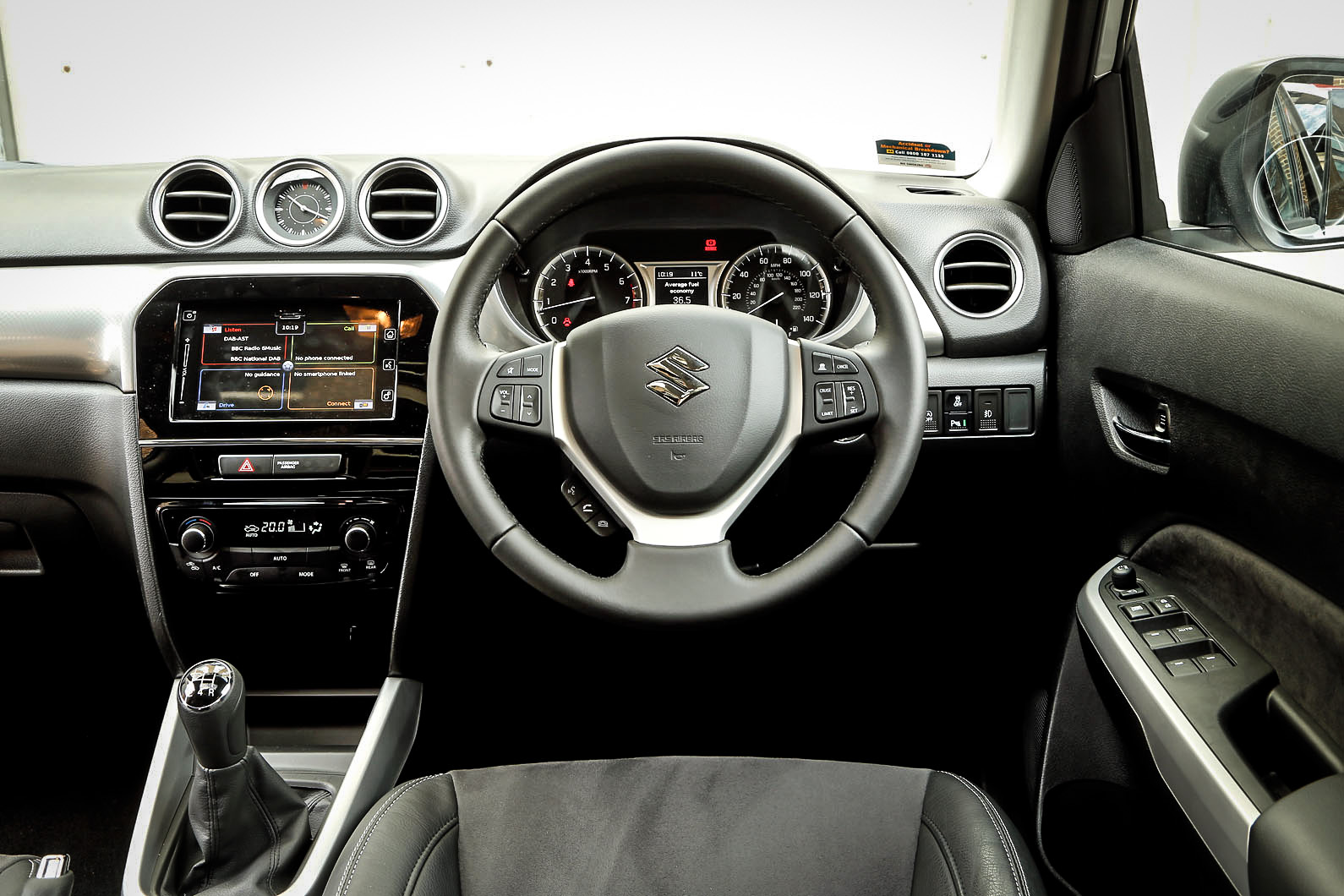 The view from the driver's seat in the Suzuki Vitara